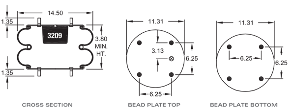 HENDRICKSON S3184 Air Spring CROSS REFERENCE