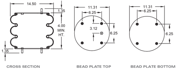 DAYTON PARTS 3547800 Air Spring CROSS REFERENCE