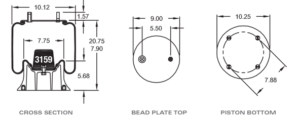 HENDRICKSON S4041 Air Spring CROSS REFERENCE