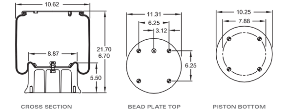 DAYTON PARTS 3529148 Air Spring CROSS REFERENCE