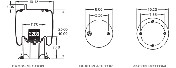 DAYTON PARTS 3529238 Air Spring CROSS REFERENCE